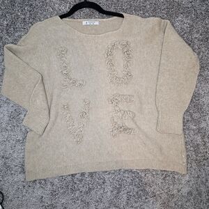 Women's Tan Sweater with Textured Design Femme Fatale Made In Italy